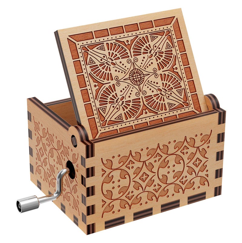 Huntmic You are My Sunshine Wood Music Boxes,Laser Engraved Vintage Wooden Sunshine Musical Box Gifts for Girlfriend,Boyfriend,Family Friends,On Birthday,Festival (Wood-You are My Sunshine) - Image 3